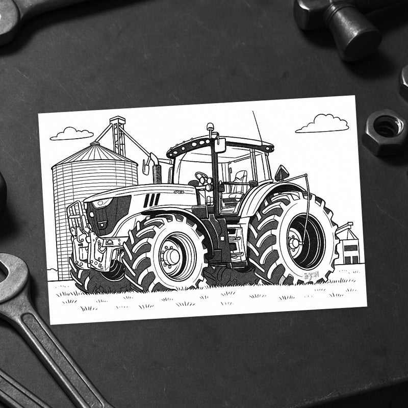 Livro de Colorir 60 Máquinas Estilo Agro Brasil – John Deere, Silverado, Mercedes 1620