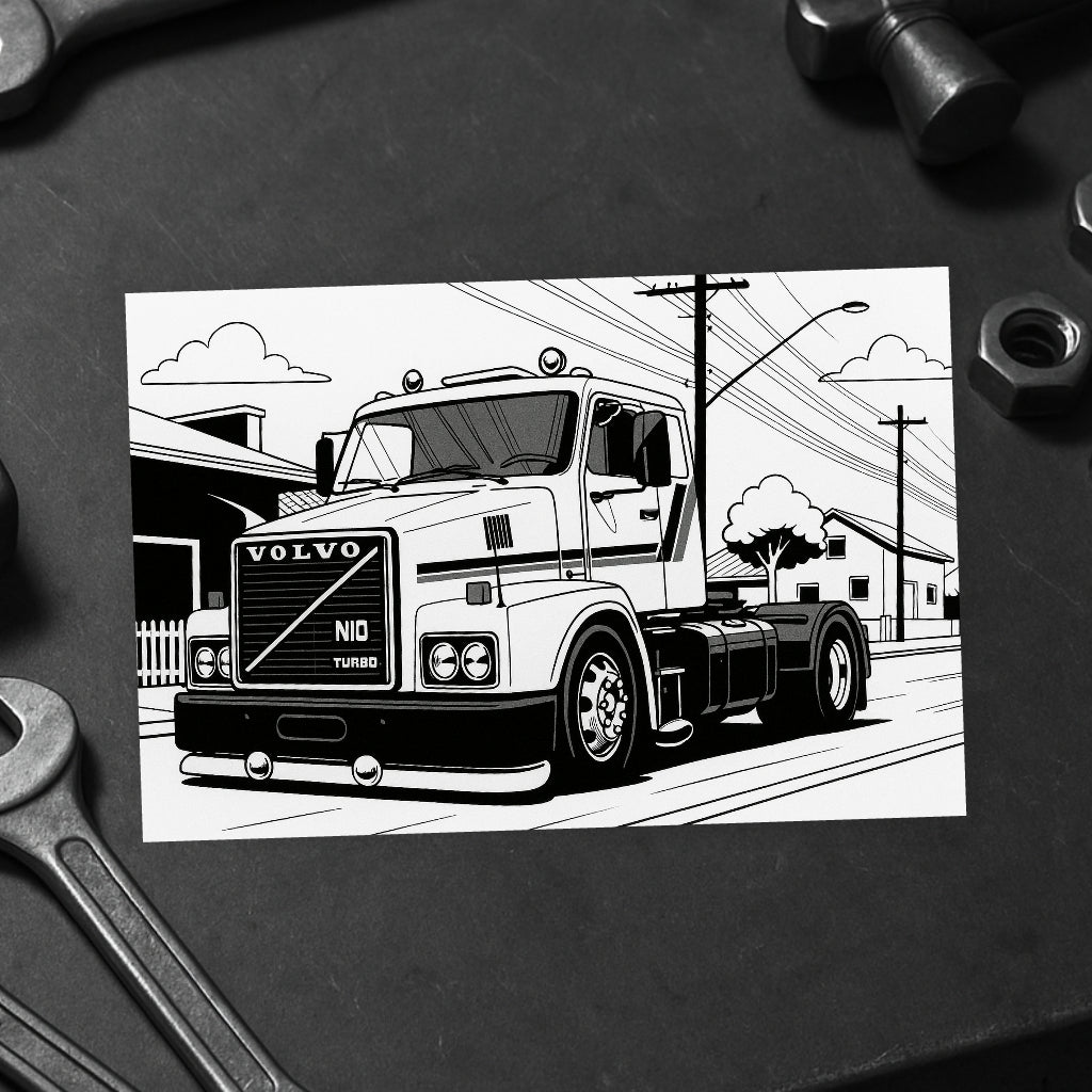 Livro de Colorir 60 Caminhões Estilo Arqueado Brasil - Volvo, Scania, Volkswagen