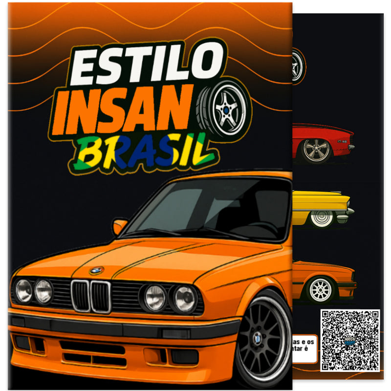 Livro de Colorir 60 Carros INSANOS – Bmw E30, CamaroSS, Mercedes 190E, Fusca