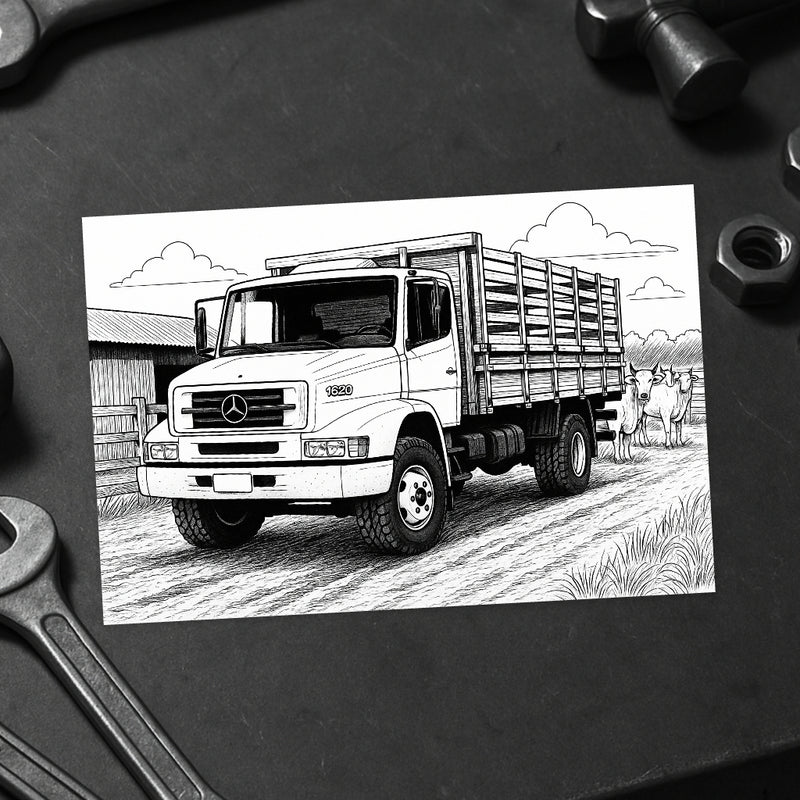 Livro de Colorir 60 Máquinas Estilo Agro Brasil – John Deere, Silverado, Mercedes 1620